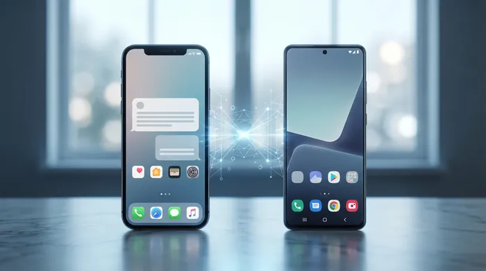 Смартфон із цифровими SIM-картами у вигляді голограми, що символізує безпеку даних та хмарне сховище.